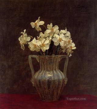  Vidrio Pintura - Narcisos en un jarrón de vidrio opalino Henri Fantin Latour